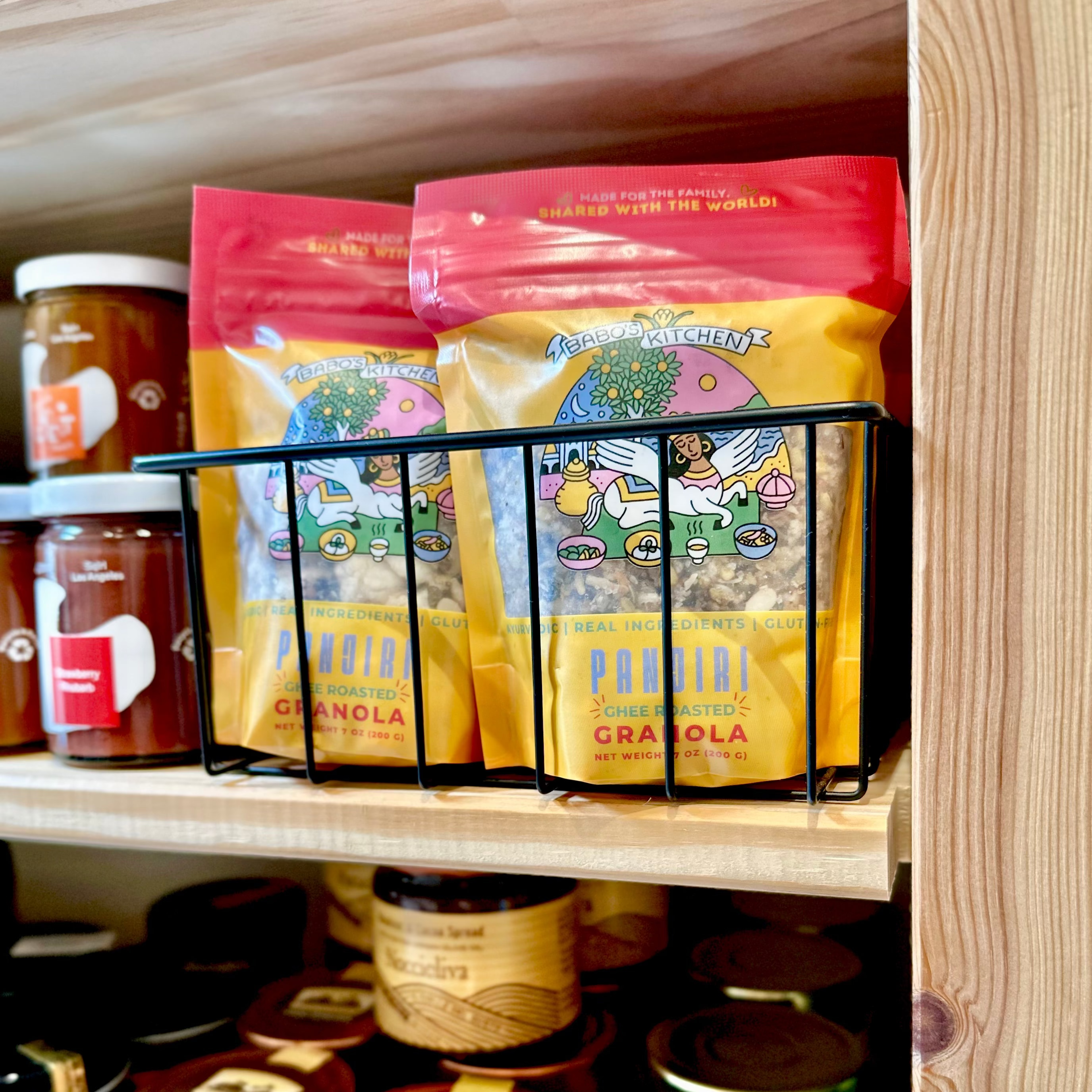 Babos Panjiri on a shelf at a store